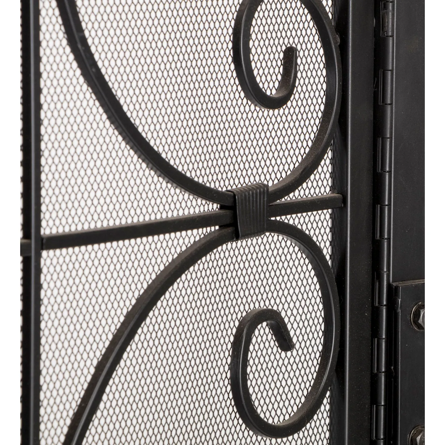 Large Crest Fireplace Screen With Doors - Black,47m2462