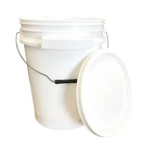Lee Fisher Sports Bucket - 5 Gallon Metal Handle iSmart Bucket with Lid, White Color