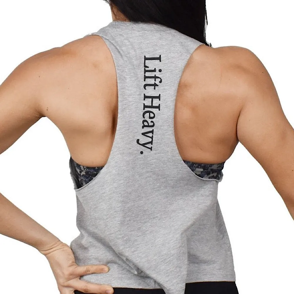 LIFT HEAVY LOGO - RACERBACK - SPORT GREY