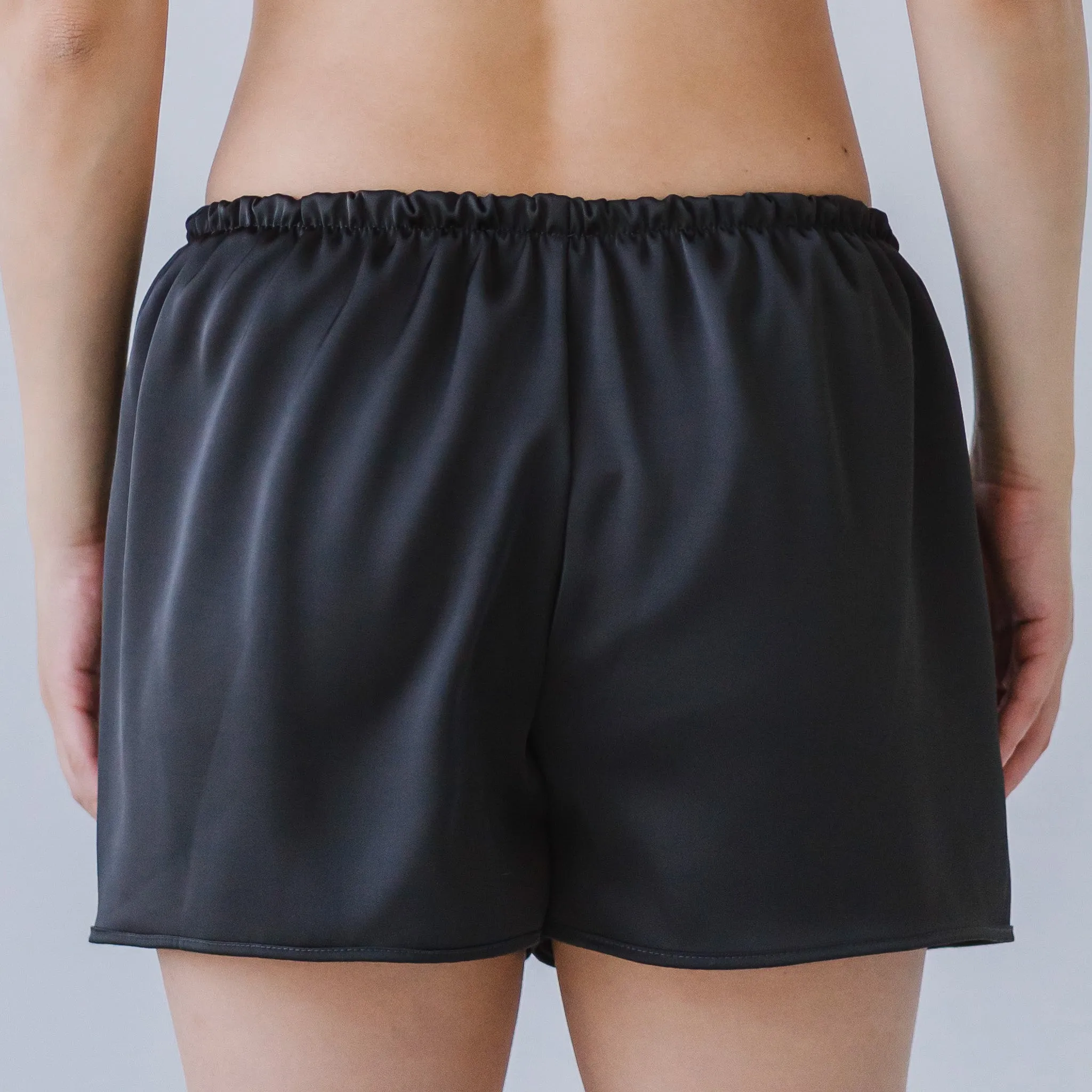 Luxurious Cooling Crease-less Satin Shorts in Graphite Gray