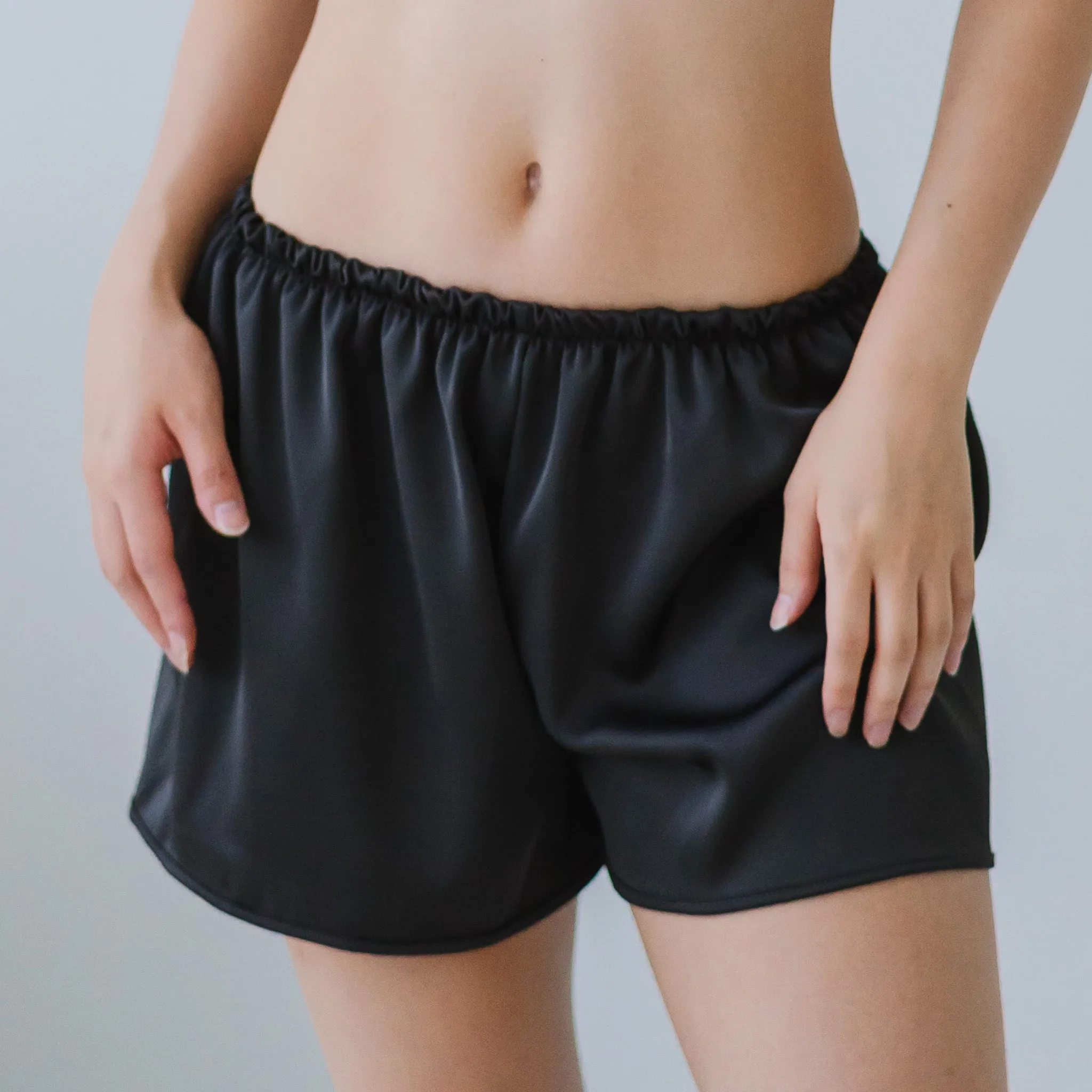 Luxurious Cooling Crease-less Satin Shorts in Graphite Gray