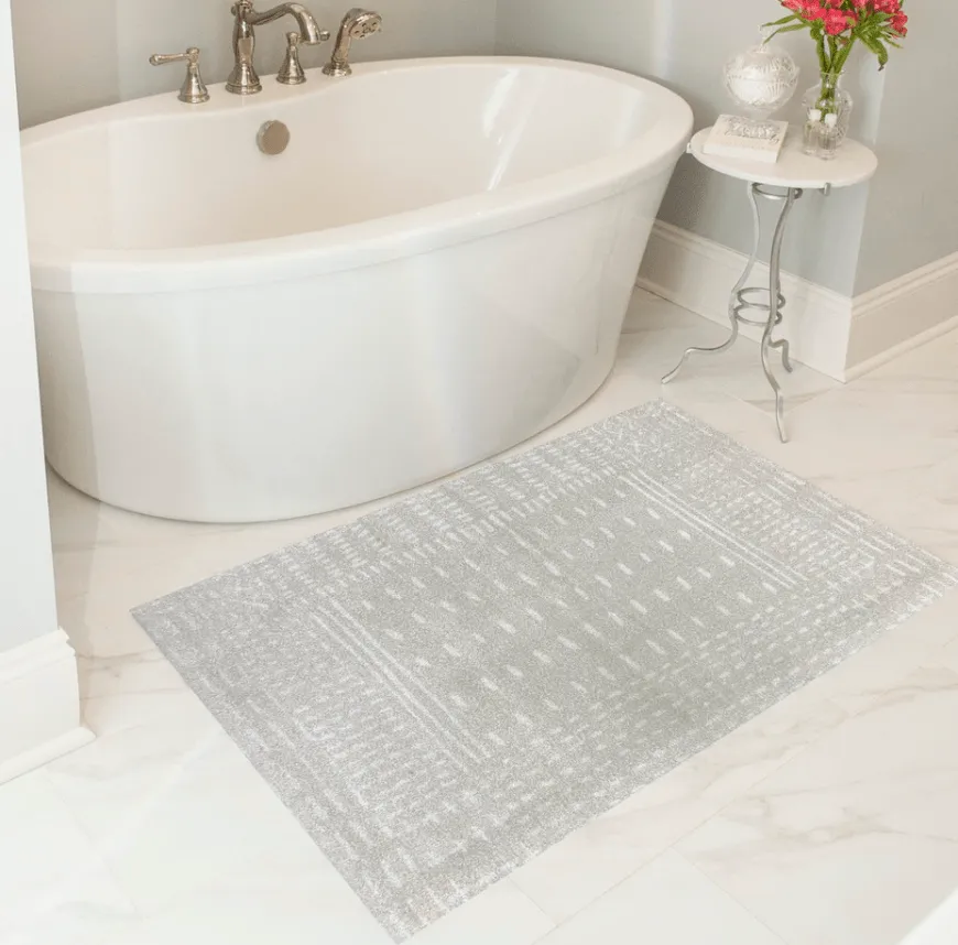 Machine Washable - Gray Running Stitch Rug