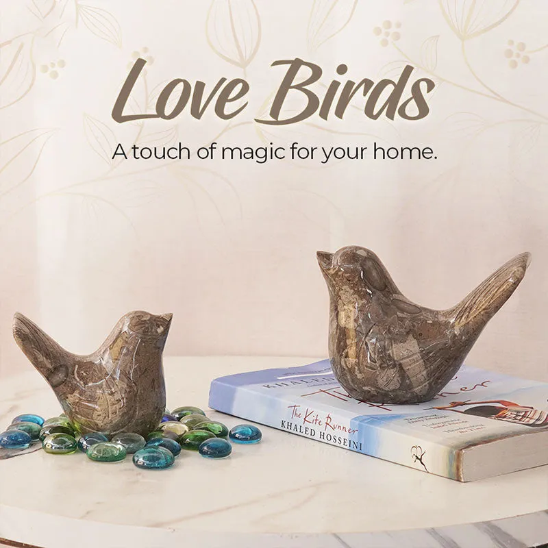 Marble Love Birds Centerpiece Statue For Living Room & Garden Décor