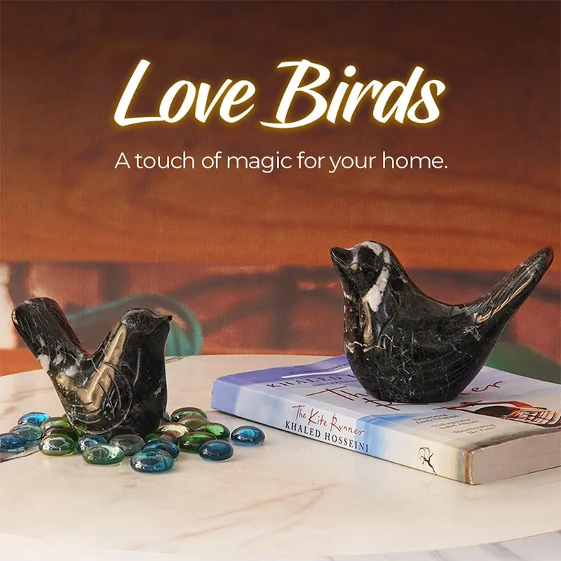 Marble Love Birds Centerpiece Statue For Living Room & Garden Décor