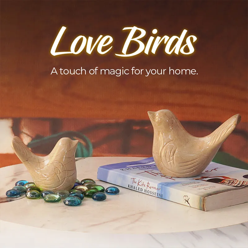 Marble Love Birds Centerpiece Statue For Living Room & Garden Décor