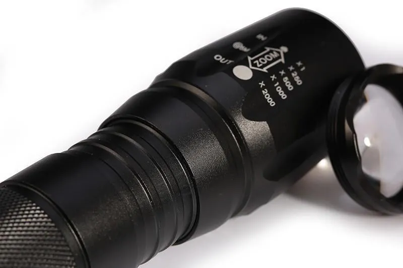 Military Grade 2000 Lumen LED Tactical Flashlight with 18650 Rechargeable Battery   Charger