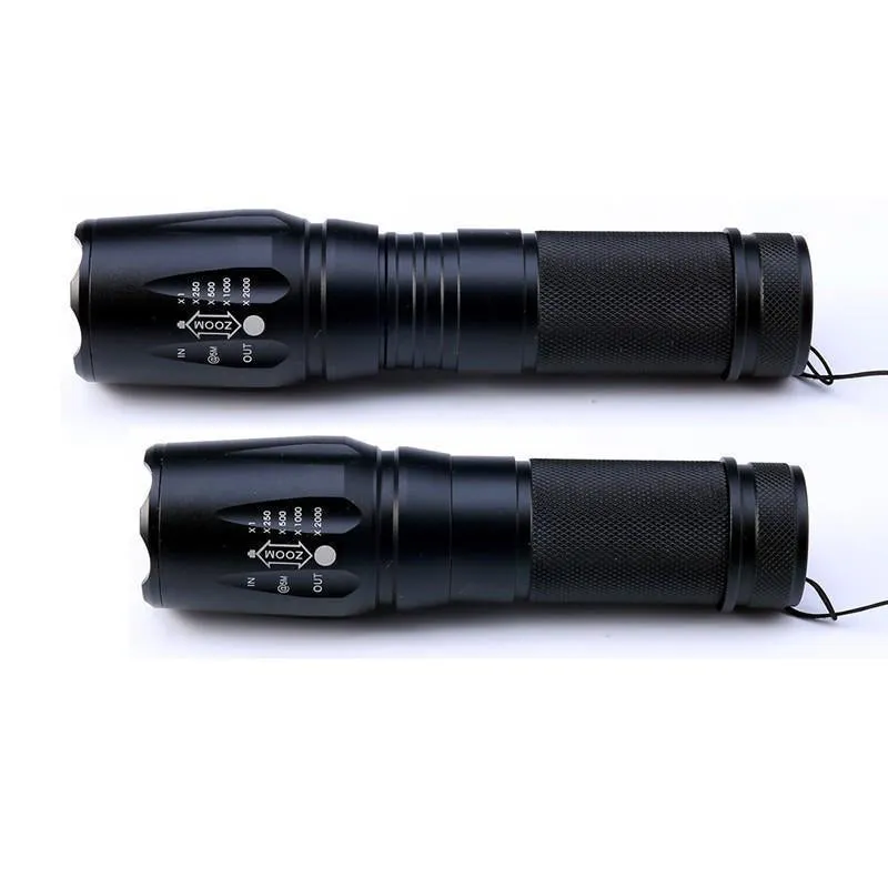Military Grade 2000 Lumen LED Tactical Flashlight with 18650 Rechargeable Battery   Charger