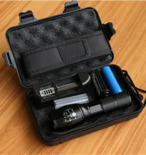 Military Grade 2000 Lumen LED Tactical Flashlight with 18650 Rechargeable Battery   Charger