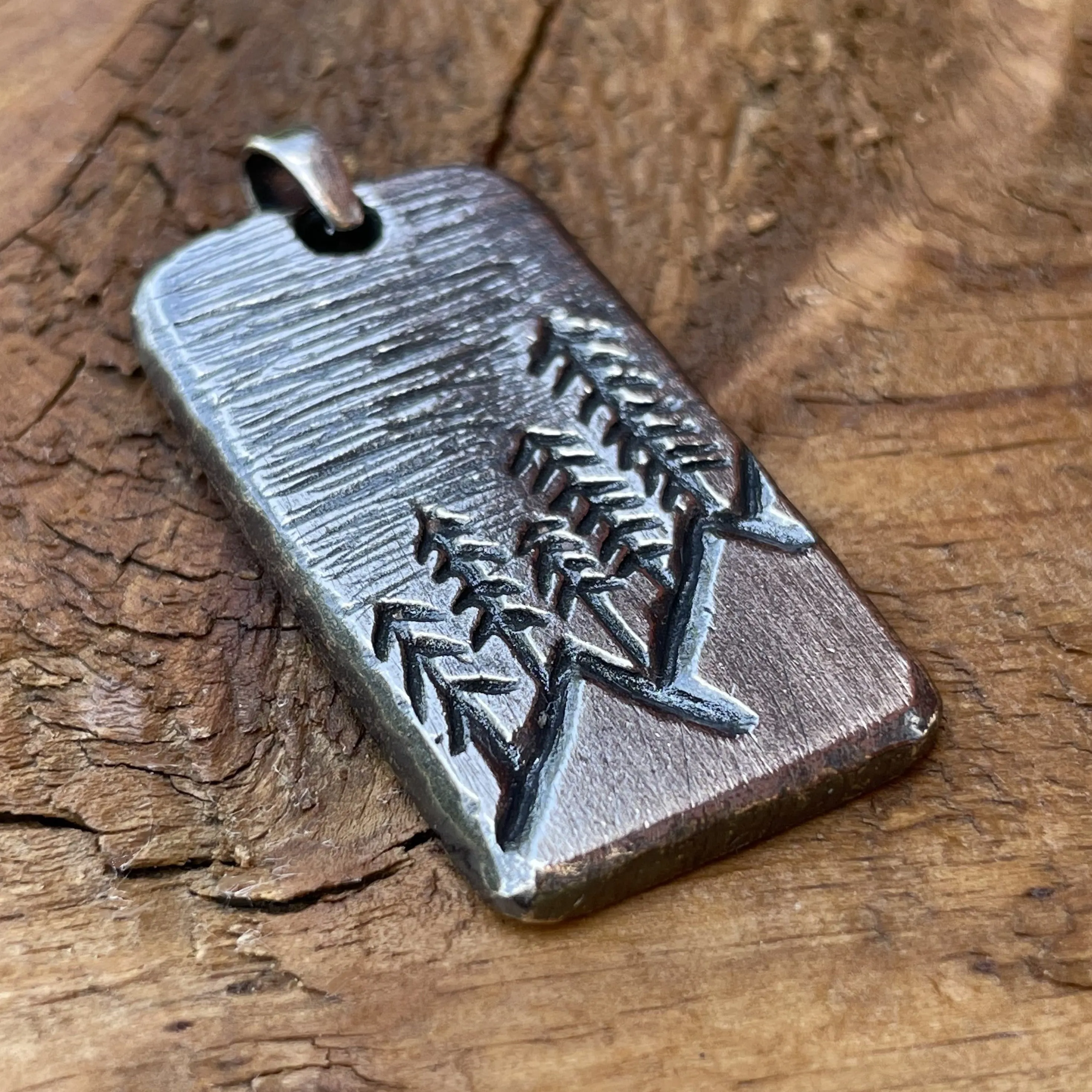 Mountain Scene Necklace Pendant in Rustic, Hand Forged Sterling Silver
