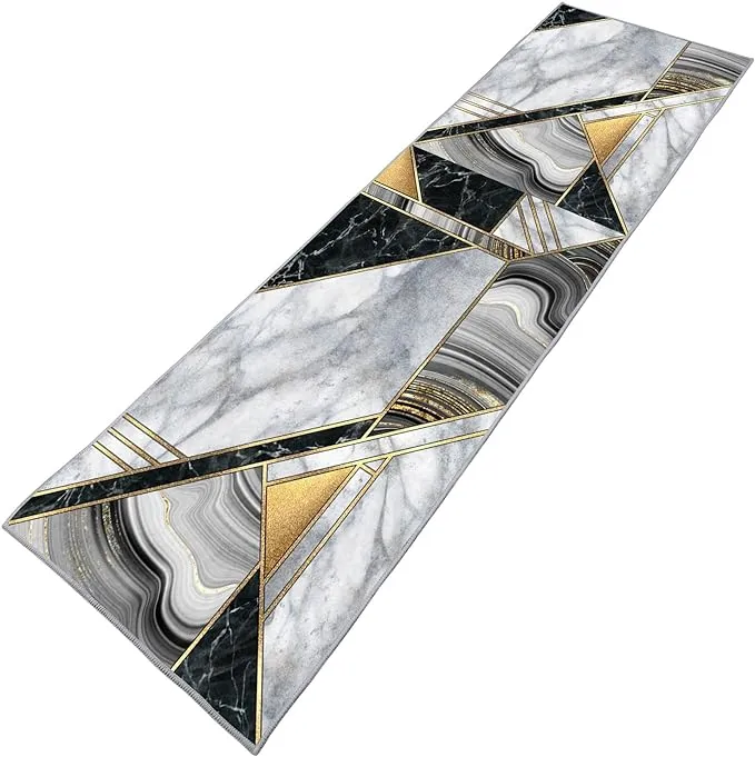 NEW Geometric Runner Rug for Hallway Area Rug Home Decor Carpet 2 FT 3 inch X 8 FT Digital Printing with Non-Skid PVC Bottom for Kitchen Hallway Living Room