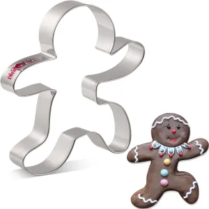 NEW LILIAO Christmas Running Gingerbread Man Cookie Cutter - 1pc - 3.6 x 4.2 inches - Stainless Steel