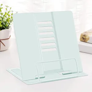 New MSDADA Desk Book Stand Metal Reading Rest Book Holder Angle Adjustable Stand Document Holder Portable Sturdy Lightweight Bookstands-Textbooks Tablet Music Books Cook Recipe (Macaron Green)