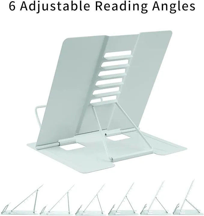 New MSDADA Desk Book Stand Metal Reading Rest Book Holder Angle Adjustable Stand Document Holder Portable Sturdy Lightweight Bookstands-Textbooks Tablet Music Books Cook Recipe (Macaron Green)
