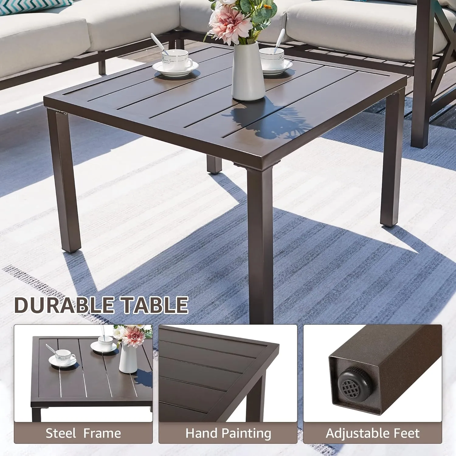 New Retails $129 Natural Expressions Outdoor Metal Coffee Table Dark Brown