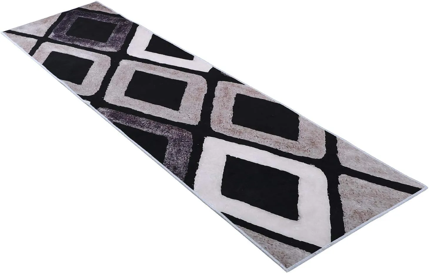NEW Runner Rug for Hallway Area Rug Home Decor Carpet 2 Feet 8 Inch x 10 Feet Digital Printing with Non-Skid PVC Bottom for Kitchen Hallway Living Room Blacks/Greys