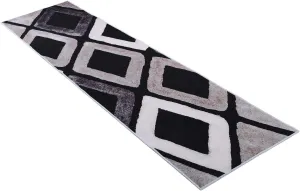 NEW Runner Rug for Hallway Area Rug Home Decor Carpet 2 Feet 8 Inch x 10 Feet Digital Printing with Non-Skid PVC Bottom for Kitchen Hallway Living Room Blacks/Greys