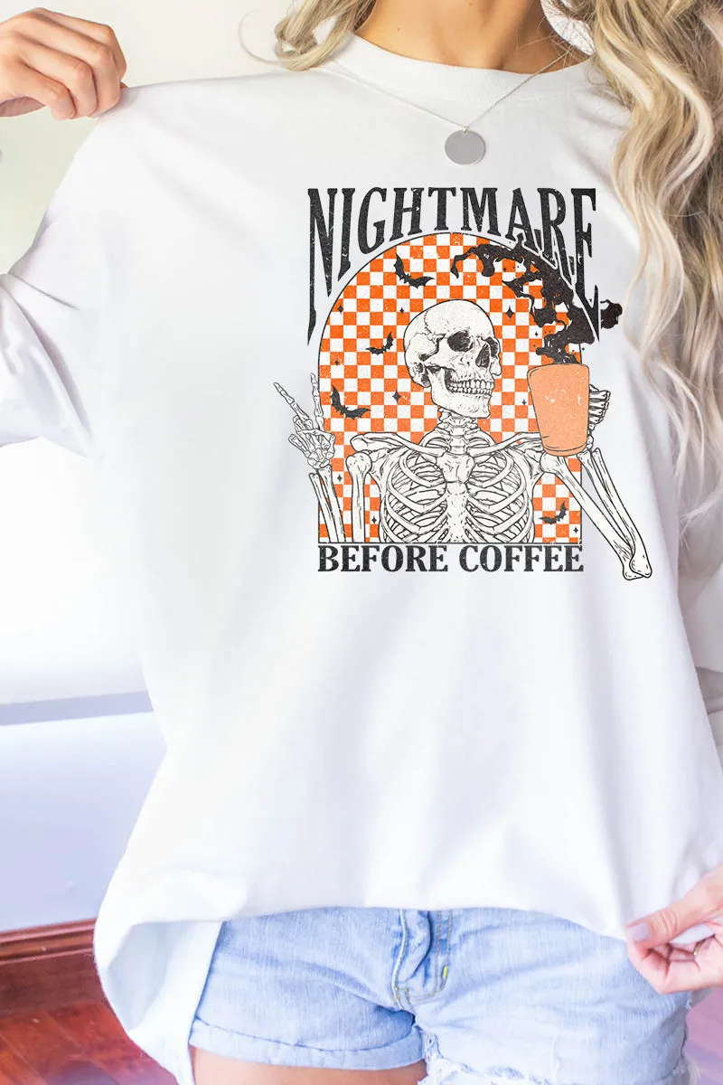 Nightmare Before Coffee Heavy Cotton Long Sleeve Adult T-Shirt