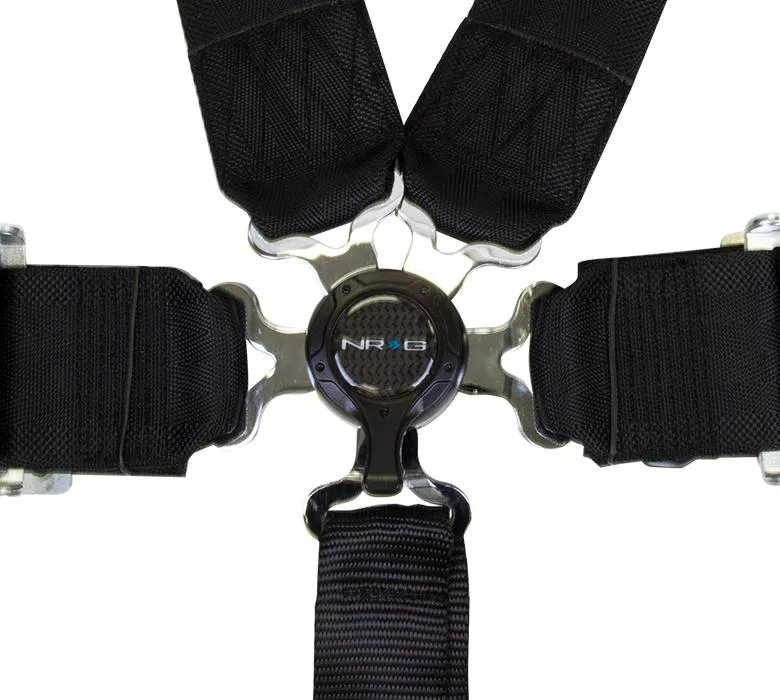 NRG SBH-6PCBK Black 6 Point 3inch Seat Belt Harness with Cam Lock