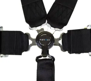 NRG SBH-6PCBK Black 6 Point 3inch Seat Belt Harness with Cam Lock