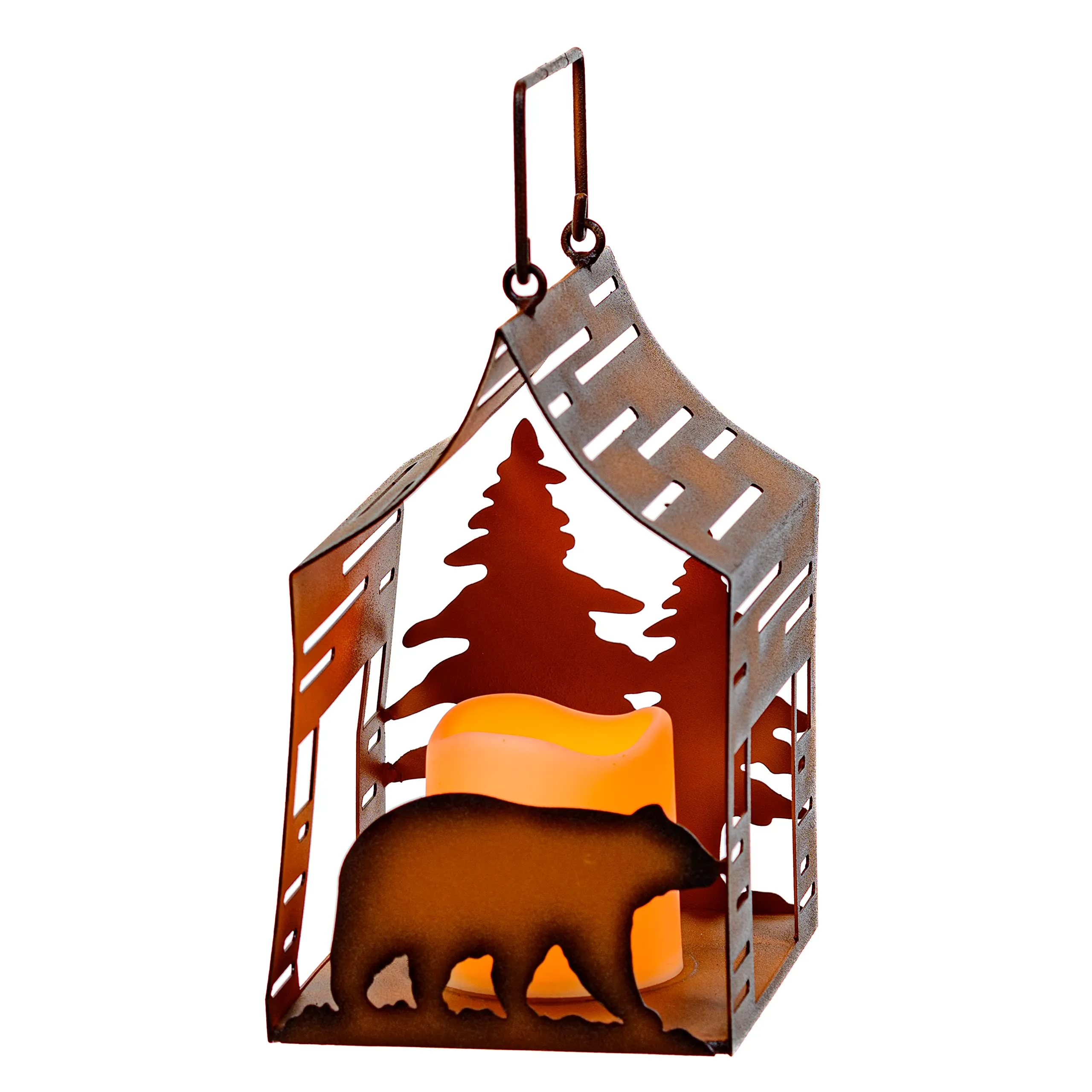 Pine Ridge Cabin Solar Lantern - Outdoor Hanging Lantern, Garden Lights Decorative Solar Powered Lanterns