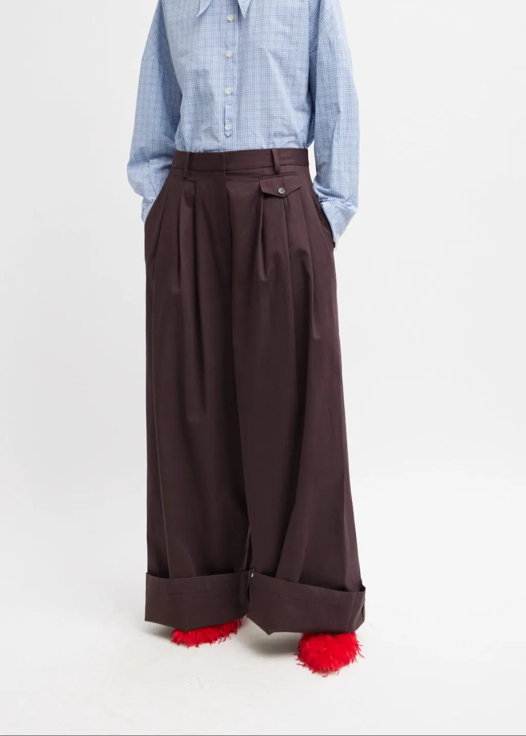 PRESALE Tibi Bio Twill Triple Pleat Pant in Plum