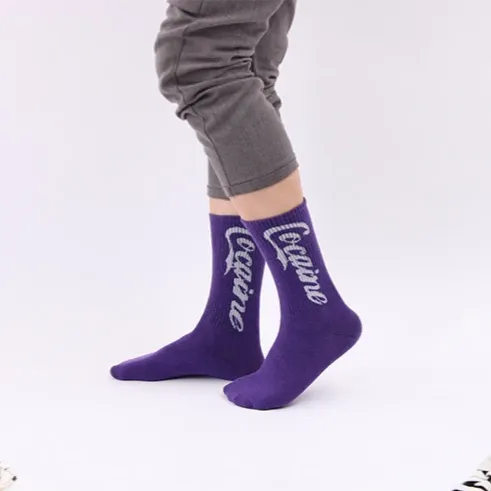 "COCAINE" Chaussettes Montantes Streetwear Violet blanc  - URB1™