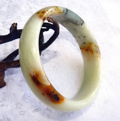 "Free Spirit" Chinese River Jade Bangle Bracelet 59 mm (NJ2596)