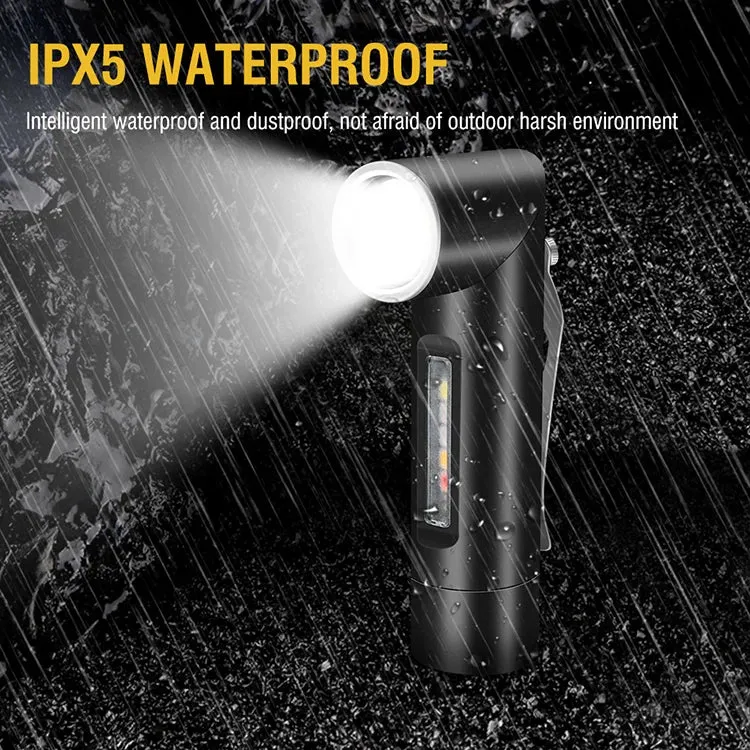 RECON GS2U 6 x Colour modes including U.V Rechargeable LED Right Angle 90° Rotating Head Torch 500lm Front & Side Lighting