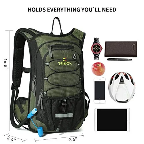 REINOS Hydration Backpack with 2L Bladder for Men & Women, Daypack with Thermal Insulation | Great for Hiking, Running, Cycling, Camping, Skiing, Outdoor Activities