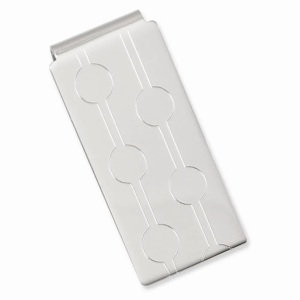 Rhodium Plated Engravable Hinged Money Clip