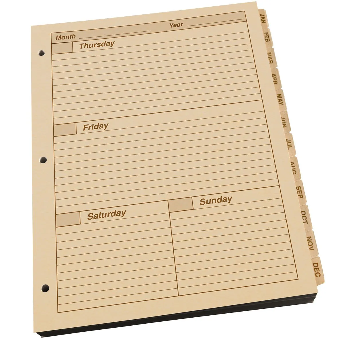 Rite in the Rain Maxi Weekly Planner Refill 8.5 X 11 With 3 Hole Punch Tan 1 Year
