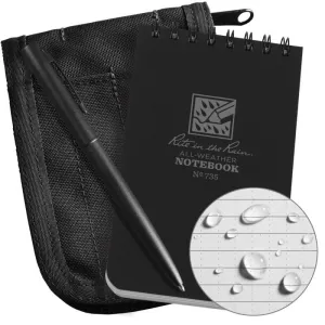 Rite in the Rain No735B-KIT Top Spiral 3x5 Notebook Kit Black
