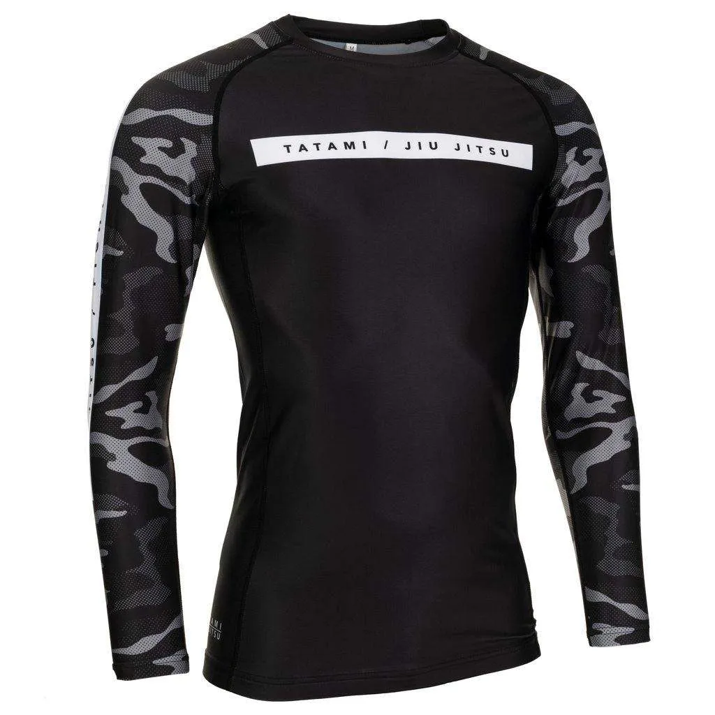 Rival Black & Camo Long Sleeve Rash Guard - Black