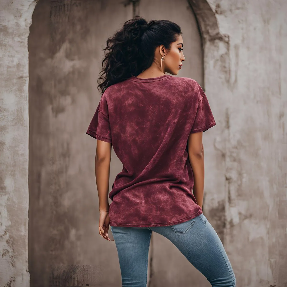 Road Trip Maroon Acid Wash Oversize Vacation T-Shirt