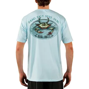 SAND.SALT.SURF.SUN. Crab Men's UPF 50  UV Sun Protection Performance Short Sleeve T-Shirt