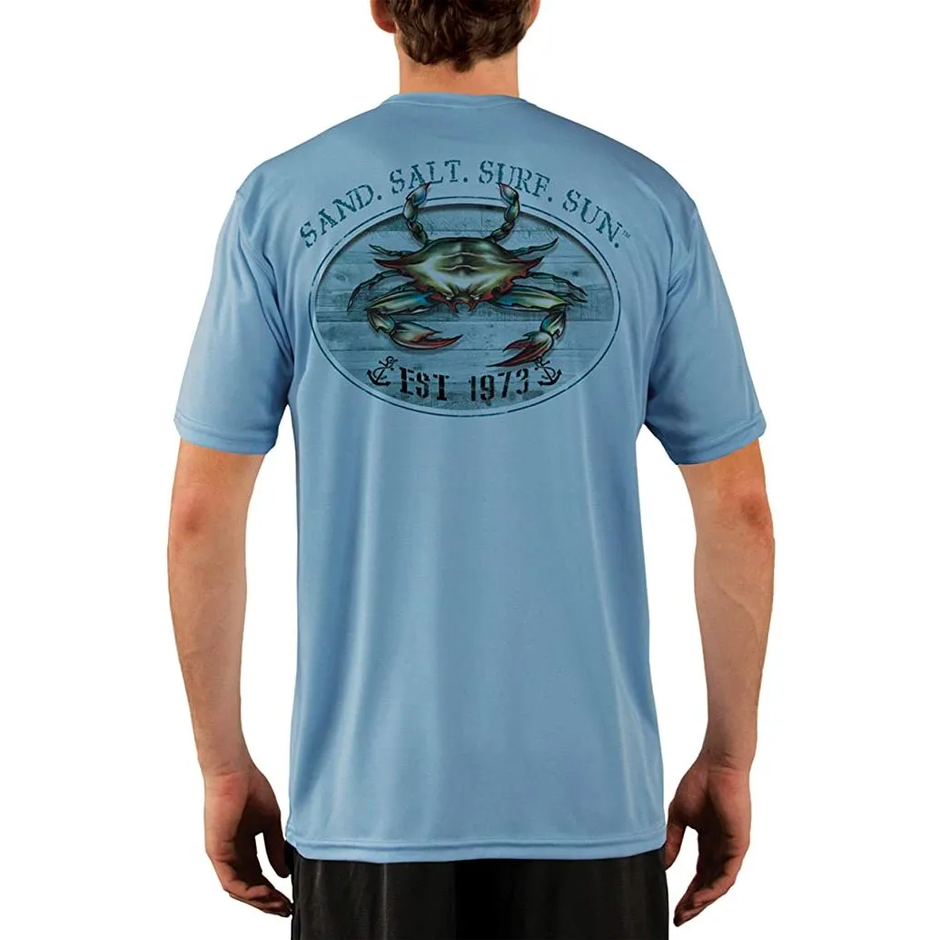 SAND.SALT.SURF.SUN. Crab Men's UPF 50  UV Sun Protection Performance Short Sleeve T-Shirt