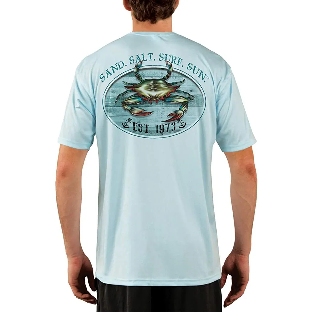 SAND.SALT.SURF.SUN. Crab Men's UPF 50  UV Sun Protection Performance Short Sleeve T-Shirt