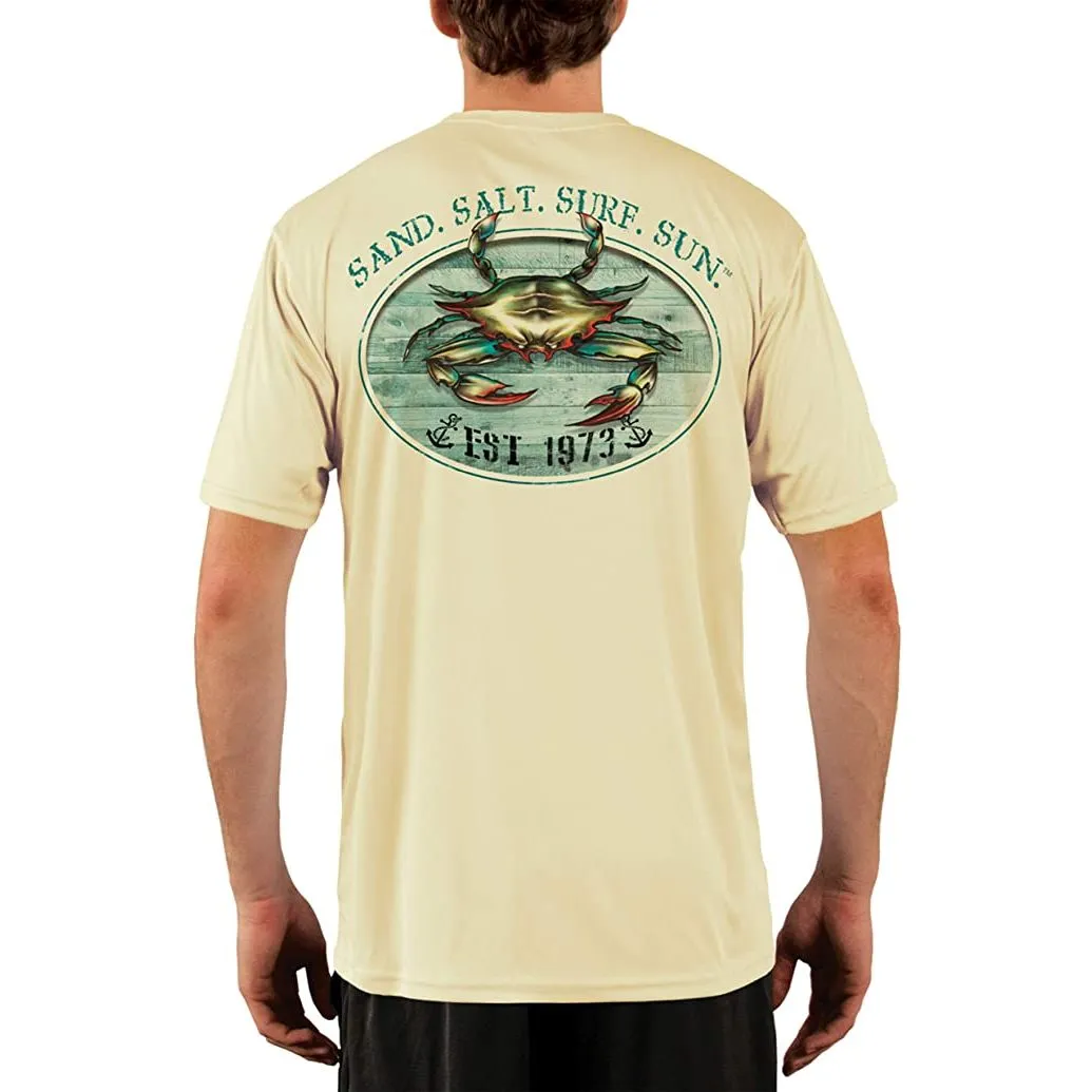 SAND.SALT.SURF.SUN. Crab Men's UPF 50  UV Sun Protection Performance Short Sleeve T-Shirt