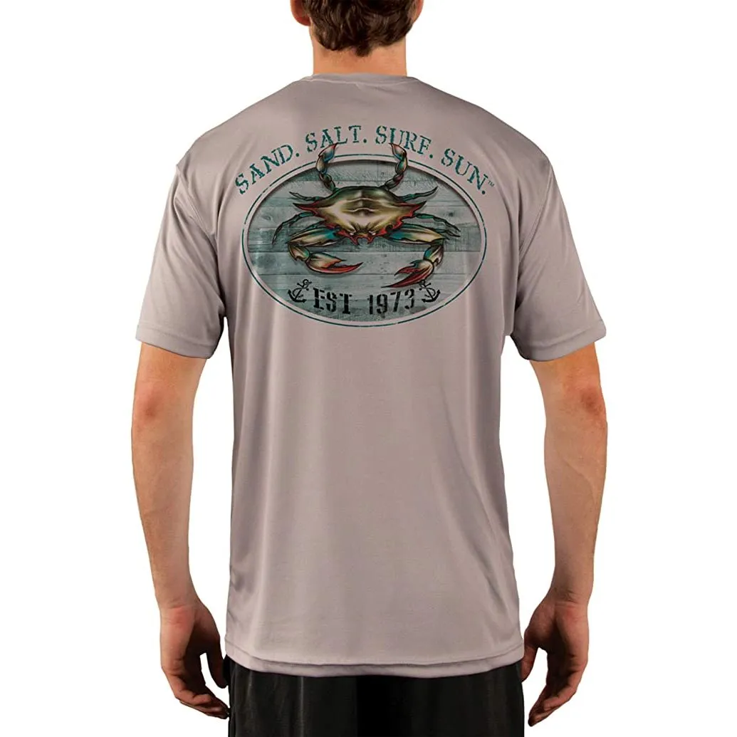 SAND.SALT.SURF.SUN. Crab Men's UPF 50  UV Sun Protection Performance Short Sleeve T-Shirt
