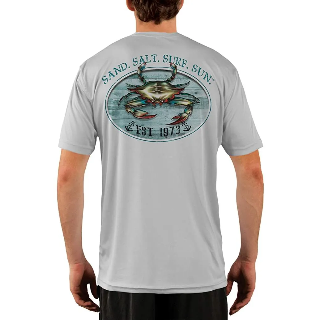 SAND.SALT.SURF.SUN. Crab Men's UPF 50  UV Sun Protection Performance Short Sleeve T-Shirt