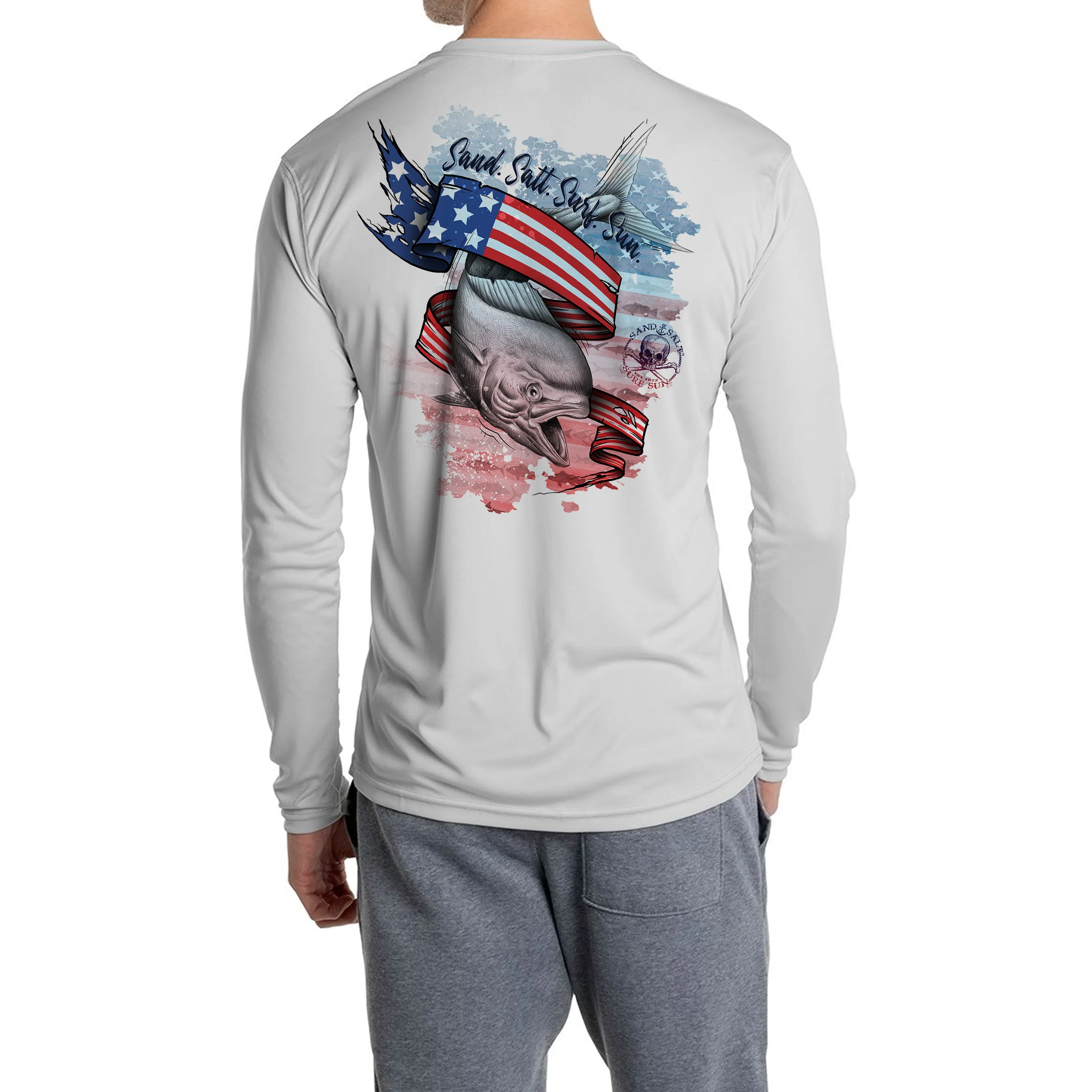 SAND.SALT.SURF.SUN. Flag Mahi Men's UPF 50  UV Sun Protection Performance Long Sleeve T-Shirt