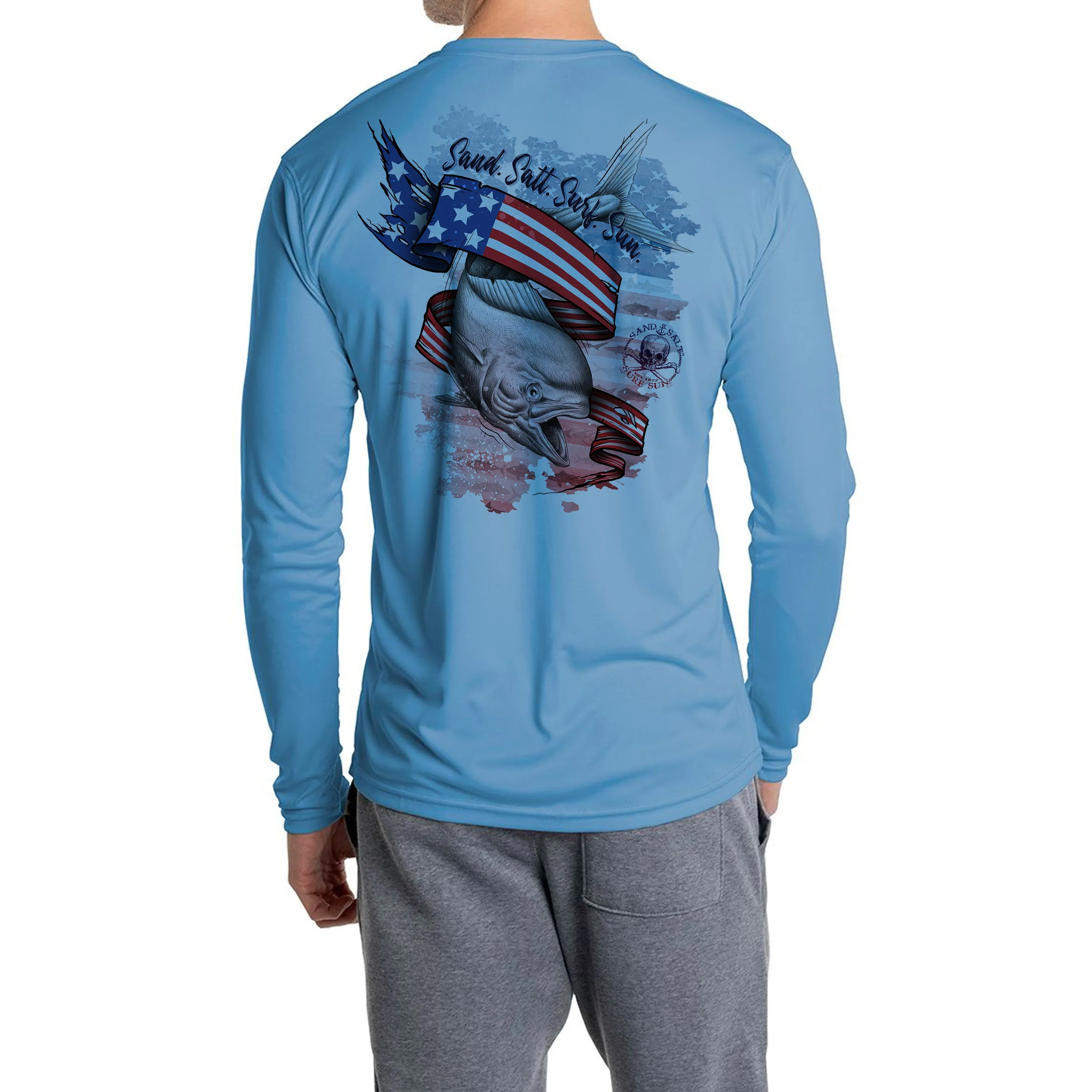 SAND.SALT.SURF.SUN. Flag Mahi Men's UPF 50  UV Sun Protection Performance Long Sleeve T-Shirt