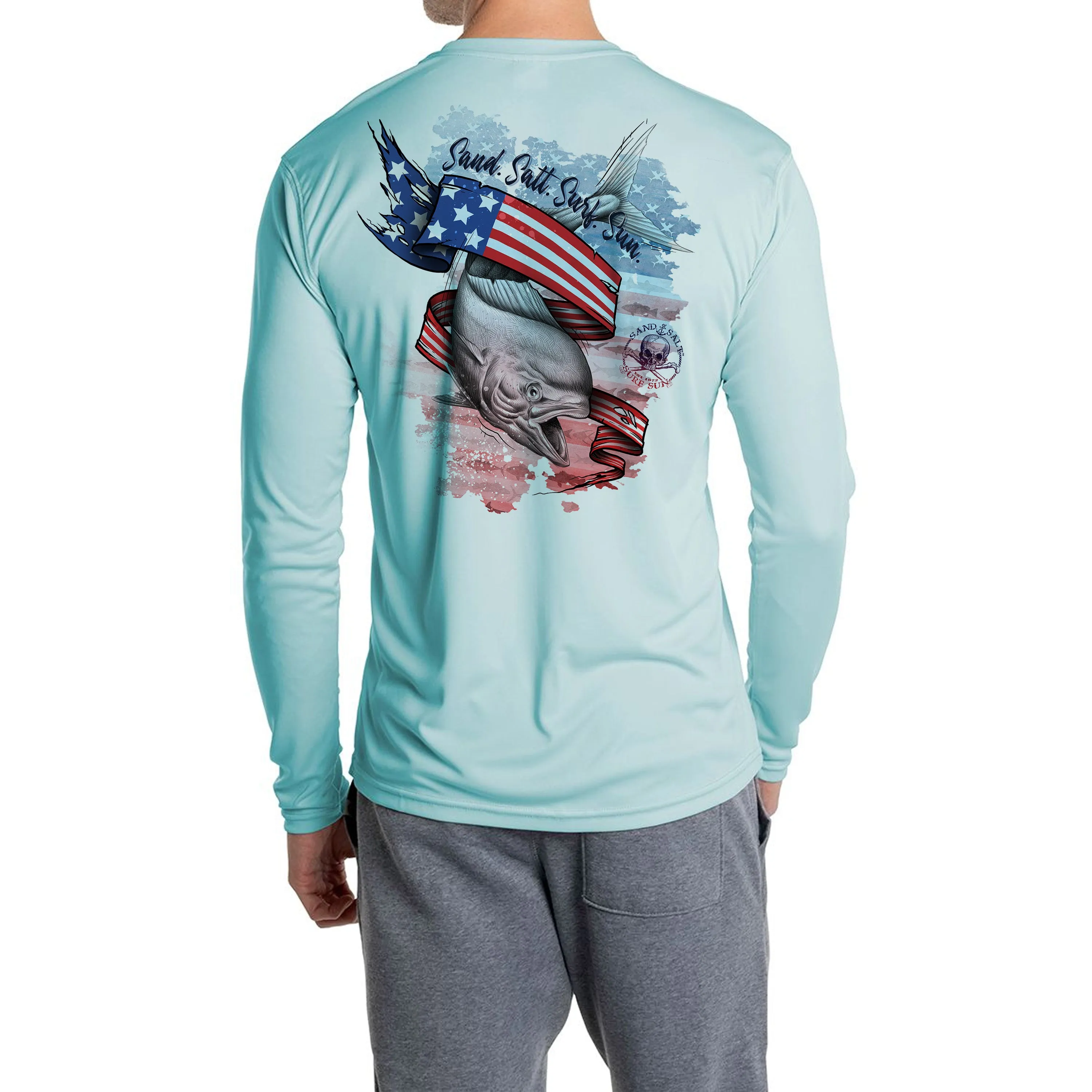 SAND.SALT.SURF.SUN. Flag Mahi Men's UPF 50  UV Sun Protection Performance Long Sleeve T-Shirt