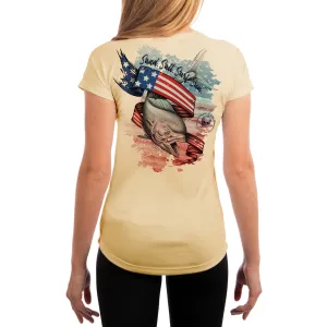 SAND.SALT.SURF.SUN. Flag Mahi Women's UPF 50  UV Sun Protection Performance Short Sleeve T-Shirt