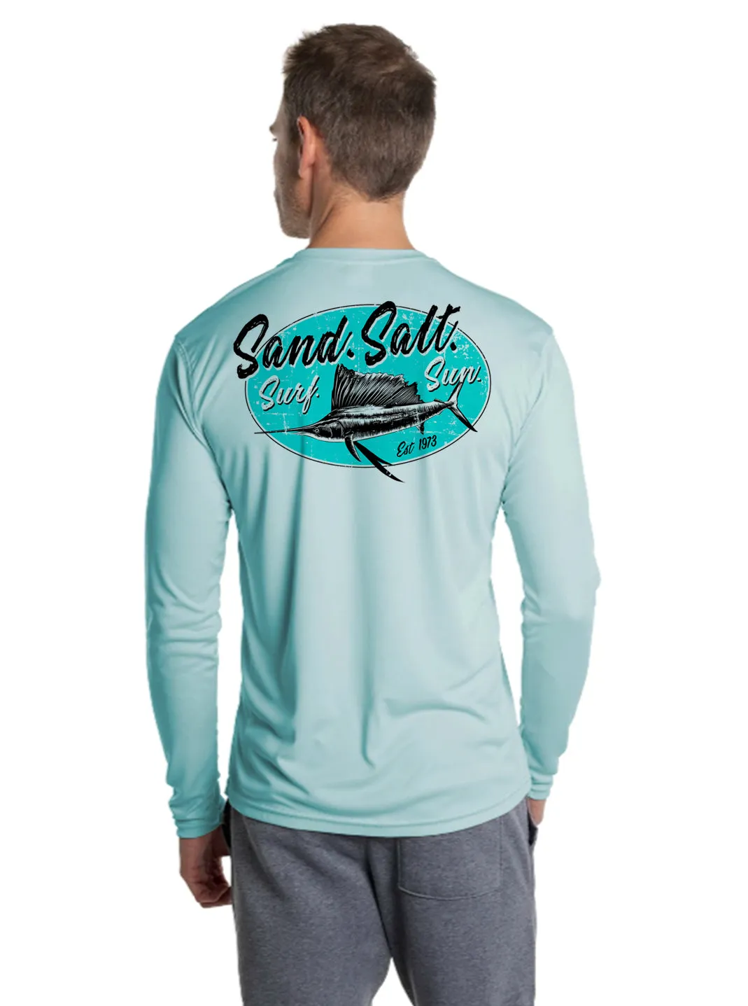 SAND.SALT.SURF.SUN. Marlin Men's UPF 50  UV Sun Protection Performance Long Sleeve T-Shirt