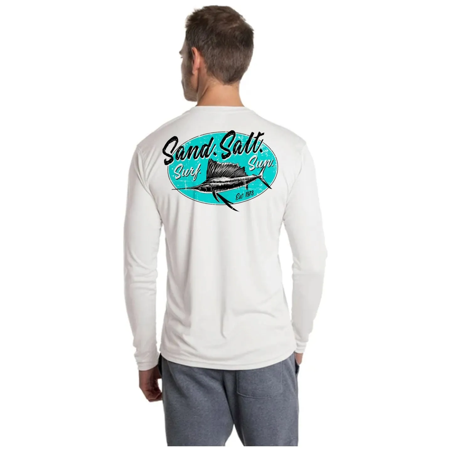 SAND.SALT.SURF.SUN. Marlin Men's UPF 50  UV Sun Protection Performance Long Sleeve T-Shirt