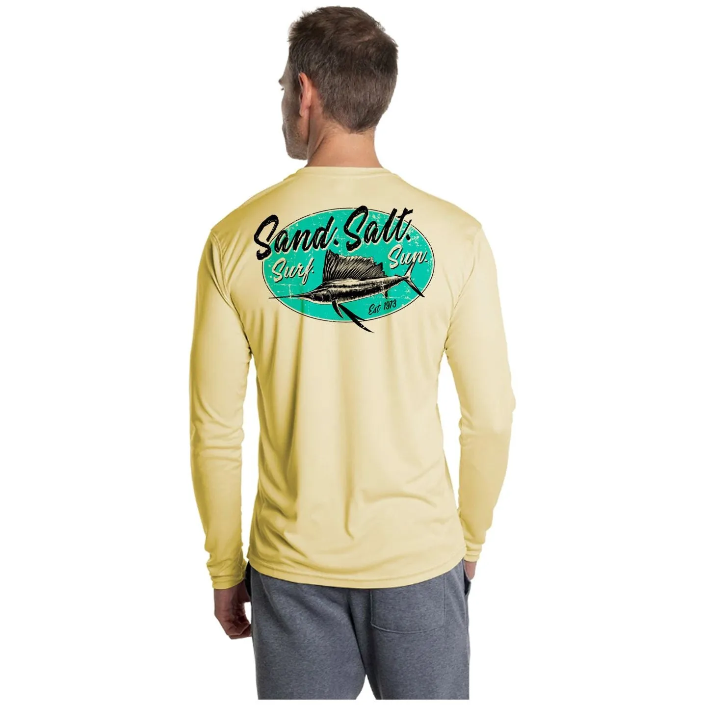 SAND.SALT.SURF.SUN. Marlin Men's UPF 50  UV Sun Protection Performance Long Sleeve T-Shirt