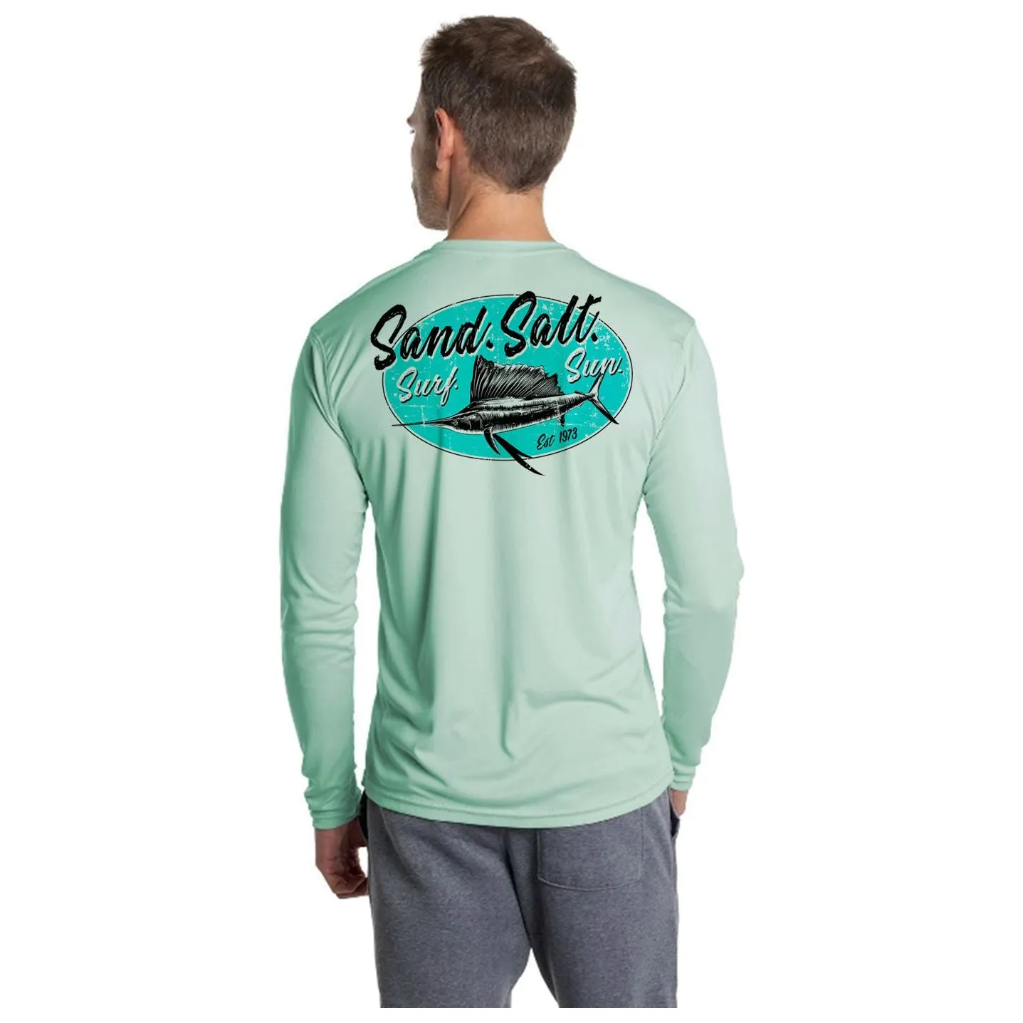 SAND.SALT.SURF.SUN. Marlin Men's UPF 50  UV Sun Protection Performance Long Sleeve T-Shirt