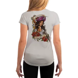SAND.SALT.SURF.SUN. Pirate Girl Women's UPF 50  UV Sun Protection Performance Short Sleeve T-Shirt