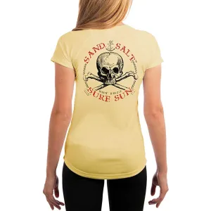 SAND.SALT.SURF.SUN. Red Skull Women's UPF 50  UV Sun Protection Performance Short Sleeve T-Shirt